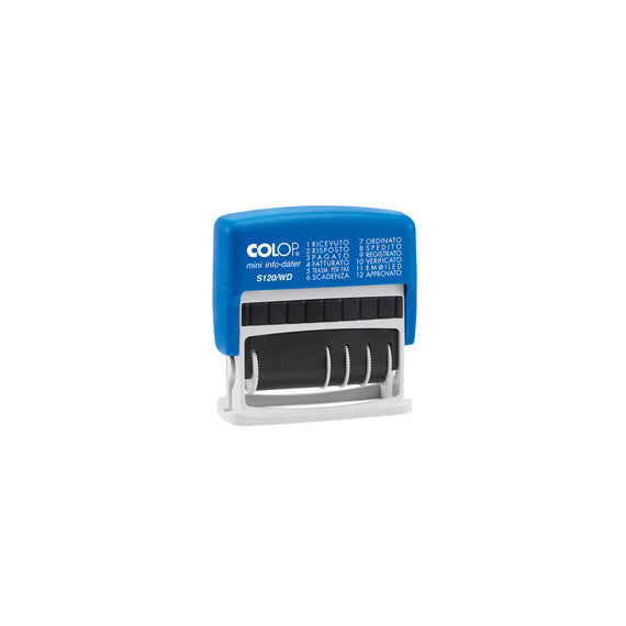 Timbro Mini Info Dater S120/WD Datario + Polinomio - 12 diciture 4 mm - autoinchiostrante - Colop®