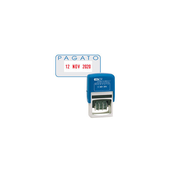 Timbro S260/L2 Datario + PAGATO - 4 mm - autoinchiostrante - bicolore - Colop®