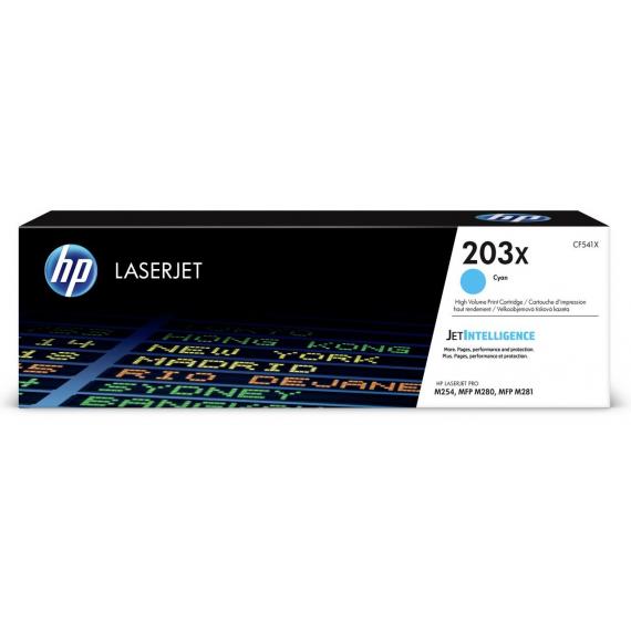 TONER ORIGINALE HP CF541X CIANO 203X PER HP LASERJET COLOR M280 M281 M254 CAPACITA 2.500 PAGINE