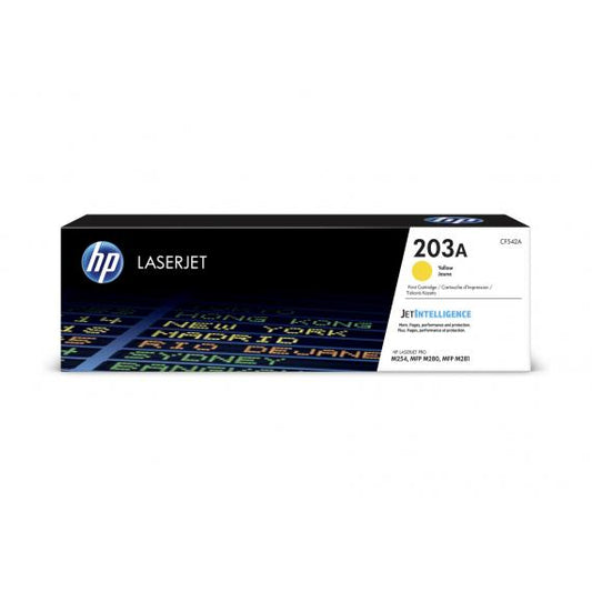 TONER ORIGINALE HP CF542A GIALLO PER HP LASERJET COLOR M280 M281 M254 203A CAPACITA 1.300 PAGINE