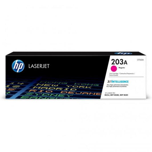 TONER ORIGINALE HP CF543A MAGENTA PER HP LASERJET COLOR M280 M281 M254 203A CAPACITA 1.300 PAGINE