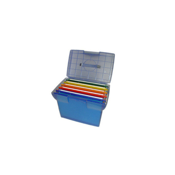 Valigetta Arianna - blu traslucido - con 5 cartelle sospese Joker interasse 33 cm - 37x25x30 cm - colori assortiti - Ber